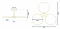 Toolight LED viseča stropna svetilka APP993-c Gold + daljinski upravljalnik