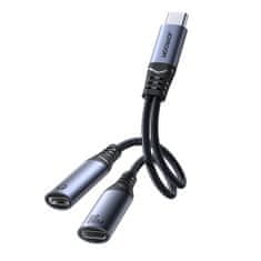 Joyroom SY-C03 adapter USB-C / 2x USB-C, črna