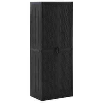 Vidaxl Vrtna omara črna 65x45x172 cm PP ratan