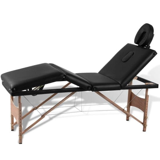 Vidaxl zložljiva masažna miza s 4 območji in lesenim okvirjem