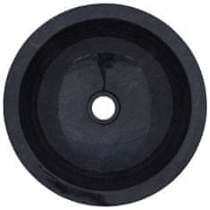 Vidaxl Kopalniška omarica iz tikovine z umivalnikoma črn marmor