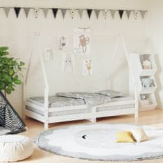 Vidaxl Otroški posteljni okvir bel 80x160 cm trdna borovina