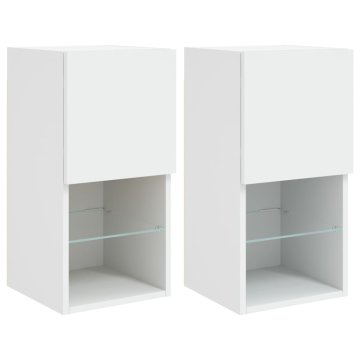 Vidaxl TV omarica z LED lučkami 2 kosa bela 30,5x30x60 cm