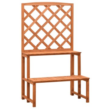 Vidaxl Stojalo za rože z mrežo oranžno 70x42x120 cm trden les jelke