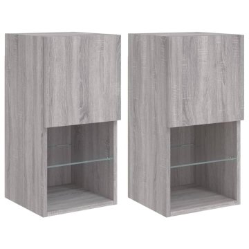 Vidaxl TV omarice z LED lučkami 2 kosa siva sonoma 30,5x30x60 cm