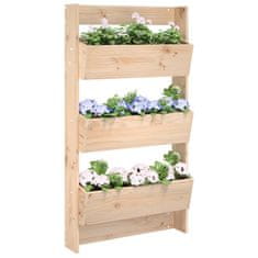 Vidaxl Stenska korita 3-nadstropna 60x18,5x110 cm trdna borovina