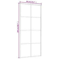 Vidaxl Drsna vrata mlečno ESG steklo in aluminij 90x205 cm bela
