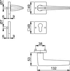 Hoppe Macau M1646/843KV/843KVS F41-R PZ garnitura z rozeto, medenina