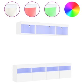 Vidaxl Komplet TV omaric LED 5-delni bel inženirski les