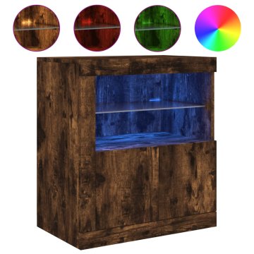 Vidaxl Komoda z LED lučkami dimljen hrast 60,5x37x67 cm