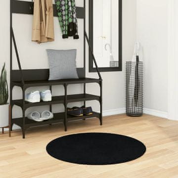 Vidaxl vidaXL HUARTE Preproga, nizek vlak, črna, Ø 80 cm