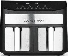 Gourmetmaxx 11339 dvojni cvrtnik na vroč zrak, 2 x 3,5 l, črno-srebrn