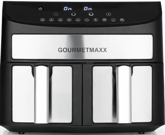 Gourmetmaxx 11339 dvojni cvrtnik na vroč zrak, 2 x 3,5 l, črno-srebrn