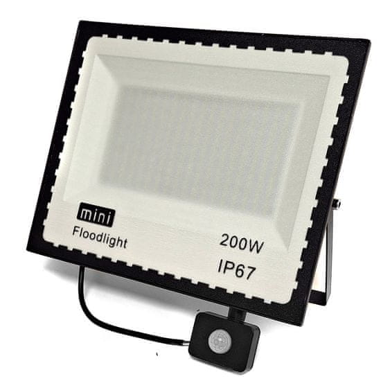 hurtnet LED 200W reflektor črn 6500K IP67 + senzor gibanja