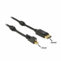 Delock kabel miniDisplayPort-DisplayPort 2m 4K 60Hz črn vijačenje 83722