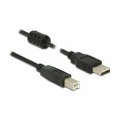 Delock kabel USB A-B 1,5m dvojno oklopljen črn s feritom 84896