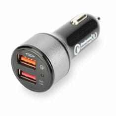 Ednet polnilec avtomobilski USB 2xTipA QC črn 84103