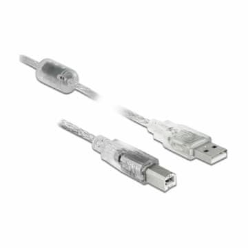 Delock kabel USB A-B 3m dvojno oklopljen transparent s feritom 83895