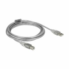 Delock kabel USB A-B 3m dvojno oklopljen transparent s feritom 83895