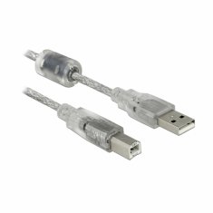 Delock kabel USB A-B 2m dvojno oklopljen transparent 83894