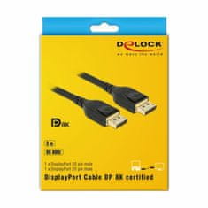 Delock kabel DisplayPort 3m 8K 60Hz črn 85661