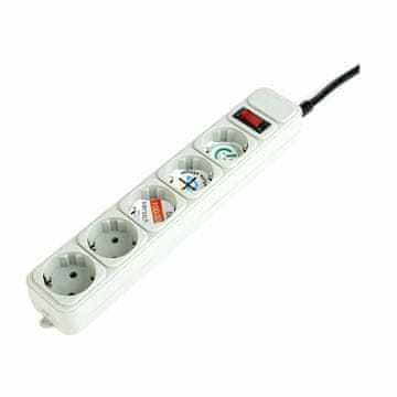 Gembird razdelilec 5x220V s stikalom prenapetostna zaščita 4,5m SPG3-B-15C