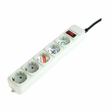 Gembird razdelilec 5x220V s stikalom prenapetostna zaščita bela 3m SPG3-B-10C