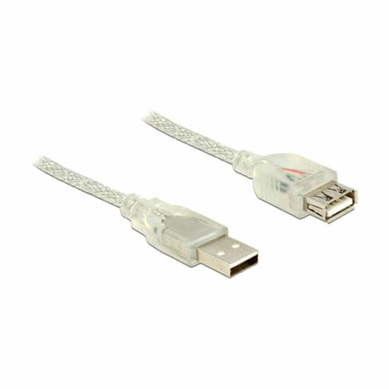 Delock podaljšek USB A-A 0,5m dvojno oklopljen transparent 83880