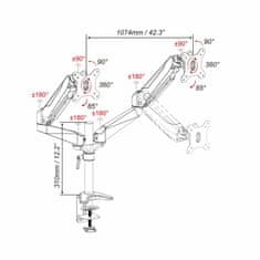 Digitus namizni nosilec za 2xmonitor srebrno/črn DA-90353