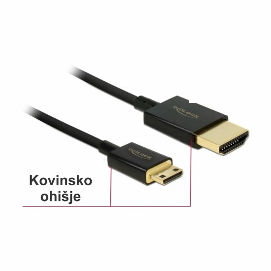 Delock kabel HDMI/mini 3D 4K slim 3m aktivni črn 84779