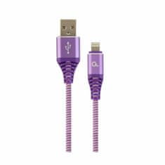 CABLEXPERT kabel USB Lightning bombažna zaščita vijoličen 2m CC-USB2B-AMLM-2M-PW