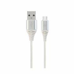 CABLEXPERT kabel USB A-C 2m bombažna zaščita bel CC-USB2B-AMCM-2M-BW2