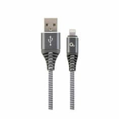 CABLEXPERT kabel USB Lightning bombažna zaščita siv 2m CC-USB2B-AMLM-2M-WB2
