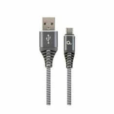 CABLEXPERT kabel USB A-C 2m bombažna zaščita siv CC-USB2B-AMCM-2M-WB2