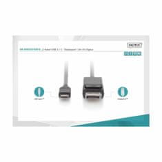 Digitus kabel USB TipC-DisplayPort 1,8m črn