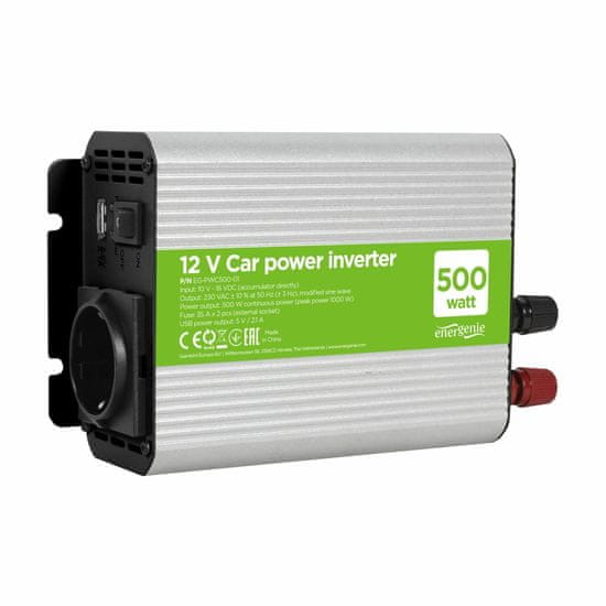 Energenie pretvornik 12V/220V 500W EG-PWC500-01