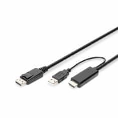 Digitus kabel HDMI-DisplayPort 2m+USB napajanje AK-330111-020-S