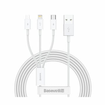 BASEUS kabel USB 3v1 Lightning/TipC/ Mikro 1.5m bel CAMLTYS-02