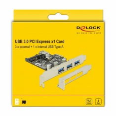 Delock kartica PCIe USB 3.0 3xA + 1xA int. + Low Profile 89301