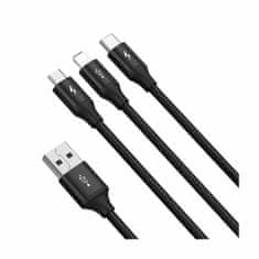 BASEUS kabel USB 3v1 Lightning/TipC/ Mikro 1.2m črn CAJS000001