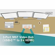 Digitus množilnik USB C - 3x HDMI 4K/60Hz MST DS-45333