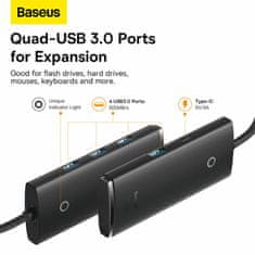 BASEUS hub USB 3.0 4xTipA TipC 1m črn WKQX030101