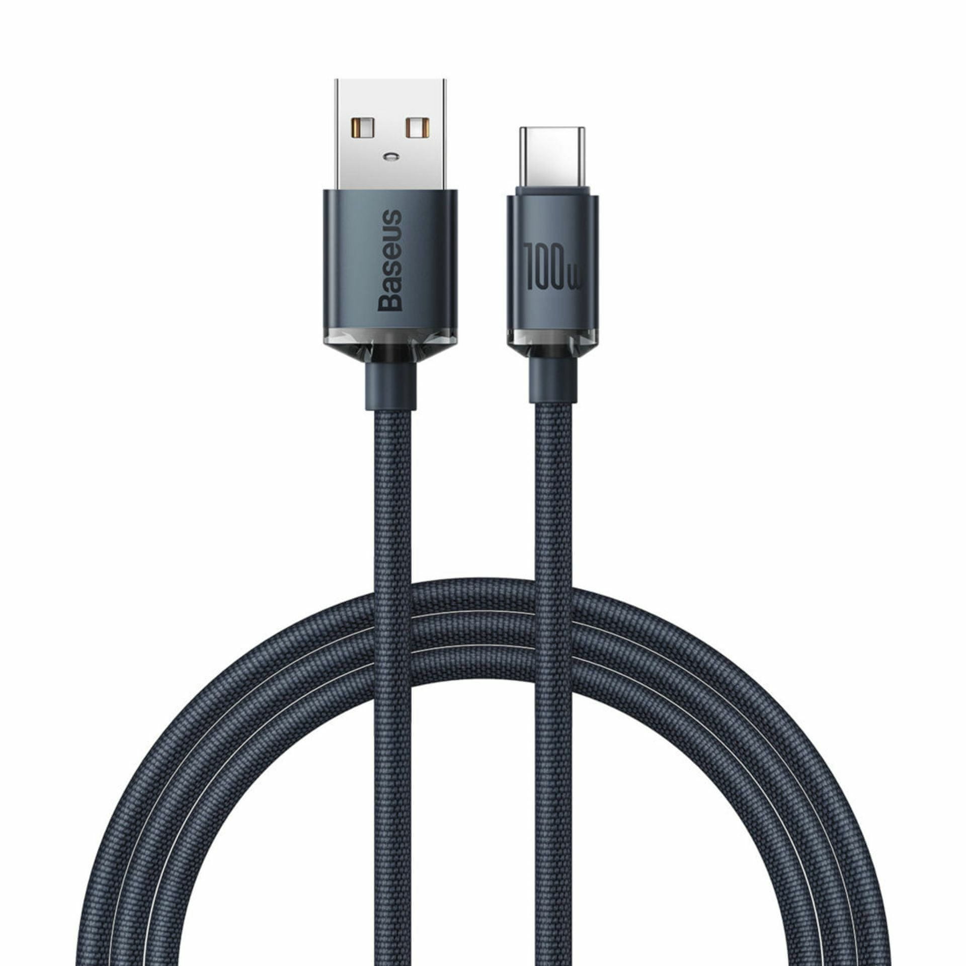 Baseus USB-C Kabel 100W, 2 M, Schwarz – Schnelles Laden & Datenübertragung, Geflochten, Mit Klettband