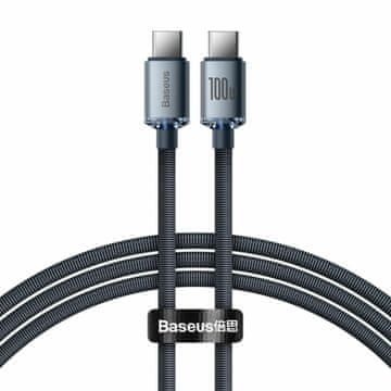 BASEUS kabel USB C-C 1.2m 100W PD Crystal shine črn CAJY000601