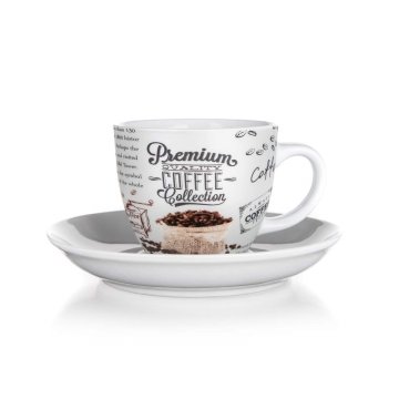 Banquet Skodelica in krožnik PREMIUM COFFEE 190 ml, komplet 6 kosov