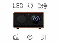 RDI912 RIMINI radio/ura/budilka/ Qi polnilec, 5v1, FM Radio, Bluetooth, microSD/AUX/USB-C, črn (Velvet Black)