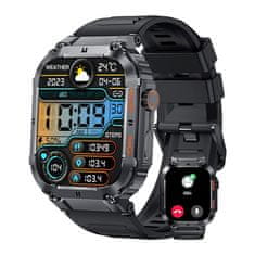 Cool Mango Vojaška pametna ura, povezljiva z telefonom, robustna pametna ura, meri srčni utrip in krvni tlak, bluetooth funkcija, 1.85 palcev, 400 mAh – Strongwatch