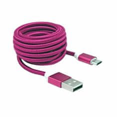 S-box kabel USB A-B mikro 1,5m roza bombažna zaščita