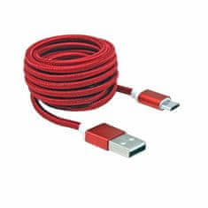 S-box kabel USB A-B mikro 1,5m rdeč bombažna zaščita