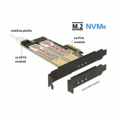 Delock kartica PCIe kontroler x4 1xM.2 NVMe + 1xM.2 NGFF + Low Profile